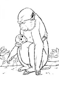 דף צביעה דף צביעה עם ציור של קופיף מחזיק באימו