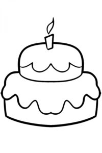 דף צביעה עוגת יום הולדת עם נר אחד לצביעה
