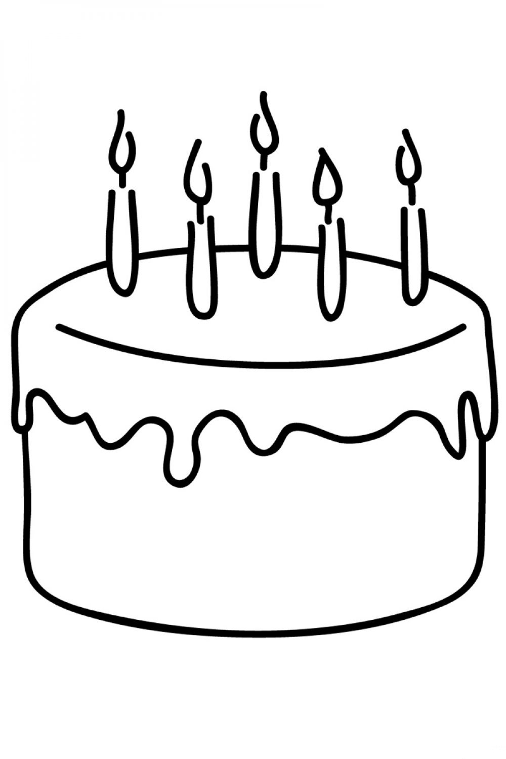 דף צביעה דף צביעה פשוט עם צציור של עוגת יום הולדת ונרות דולקים