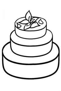 דף צביעה ציור של עוגה בשלוש שכבות לצביעה