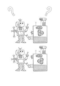 מצא את ההבדל בין ציורים של רובוט