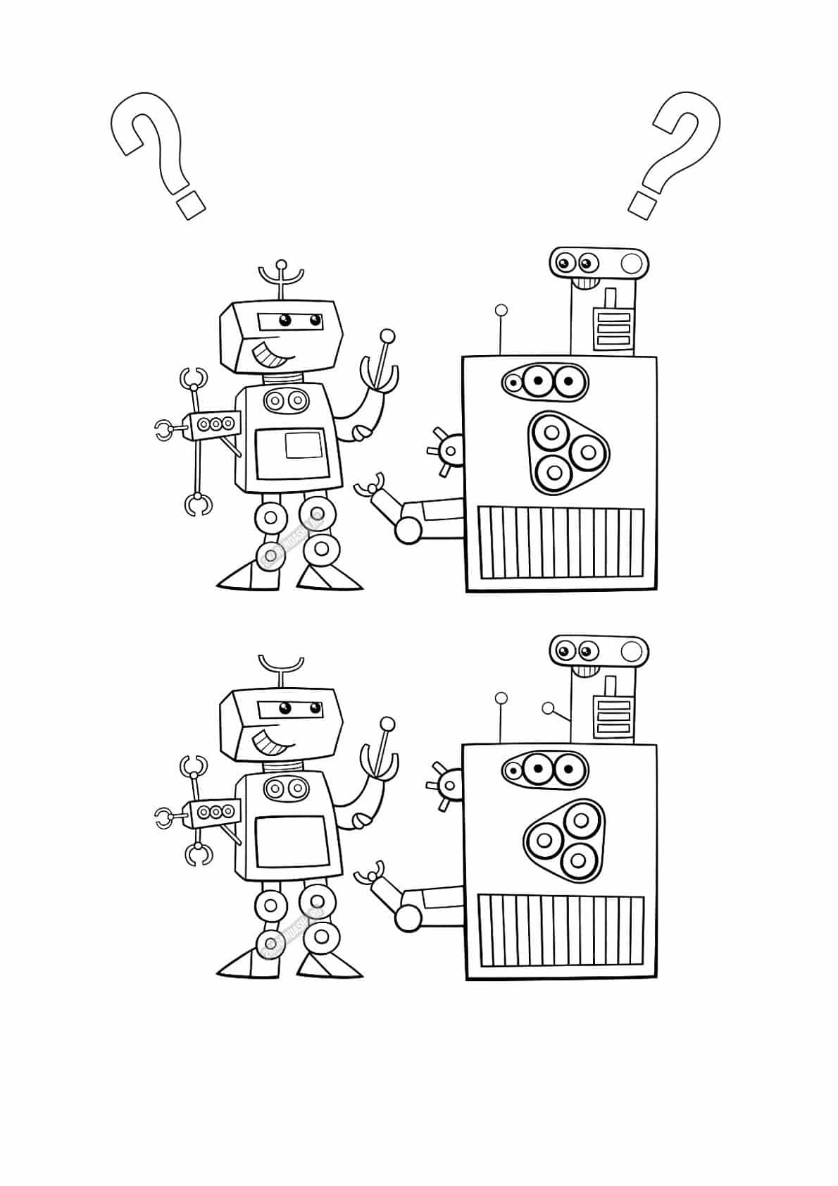 מצא את ההבדל בין ציורים של רובוט