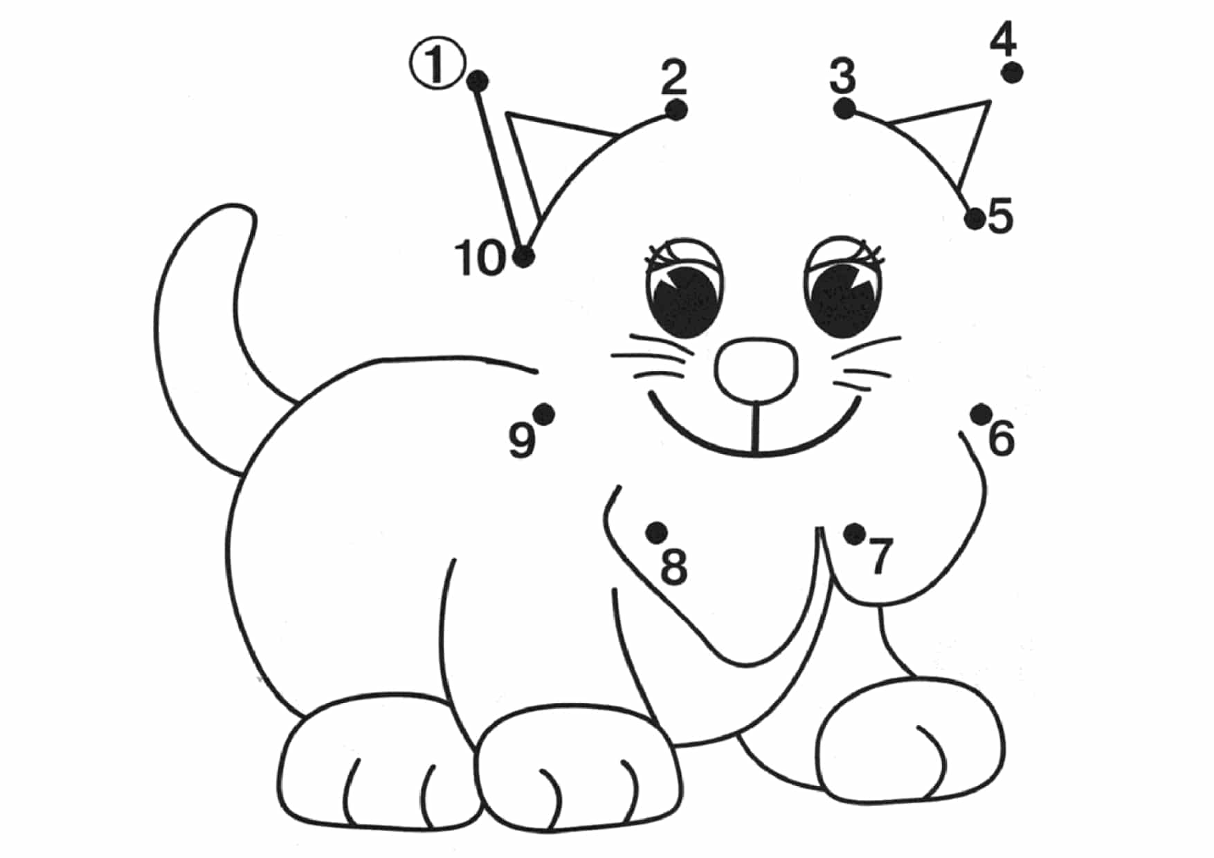 חבר לפי מספרים  ציור של חתול