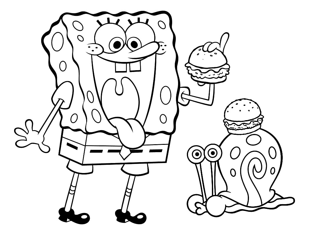 דף צביעה בוב ספוג  והמבורגר