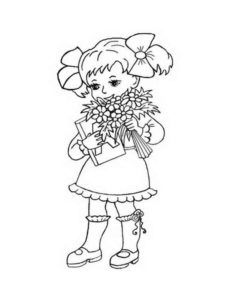 דף צביעה ילדה עם פרחים