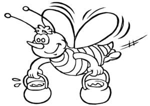 דף צביעה דבורה עם דבש