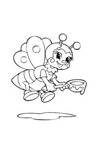דף צביעה דבורה עם כף דבש