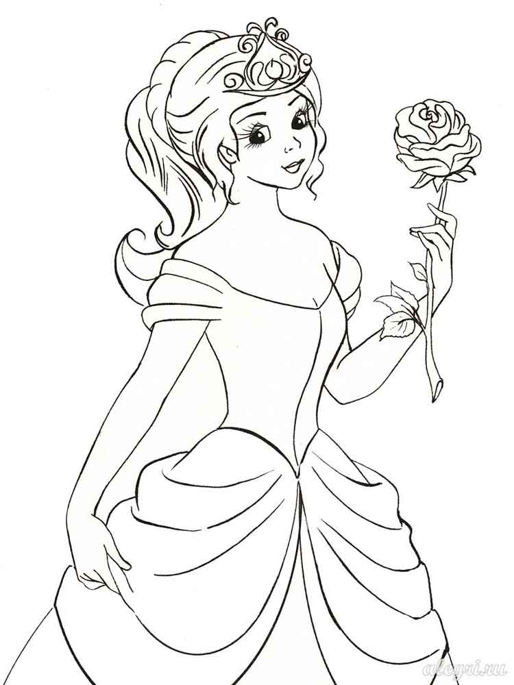 דף צביעה נסיכה עם ורד
