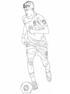 דף צביעה שחקן הכדורגל ניימאר מוביל את הכדור
