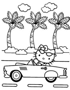 דף צביעה הלו קיטי במכונית