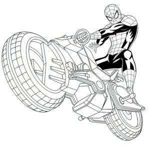 דף צביעה ספיידרמן על אופנוע