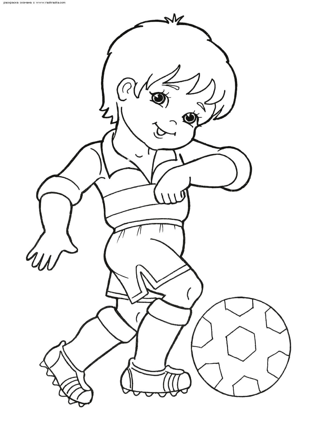 דף צביעה ילד משחק כדורגל