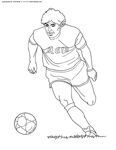 דף צביעה שחקן כדורגל רץ עם הכדור