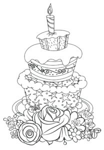 דף צביעה עוגת פרחים