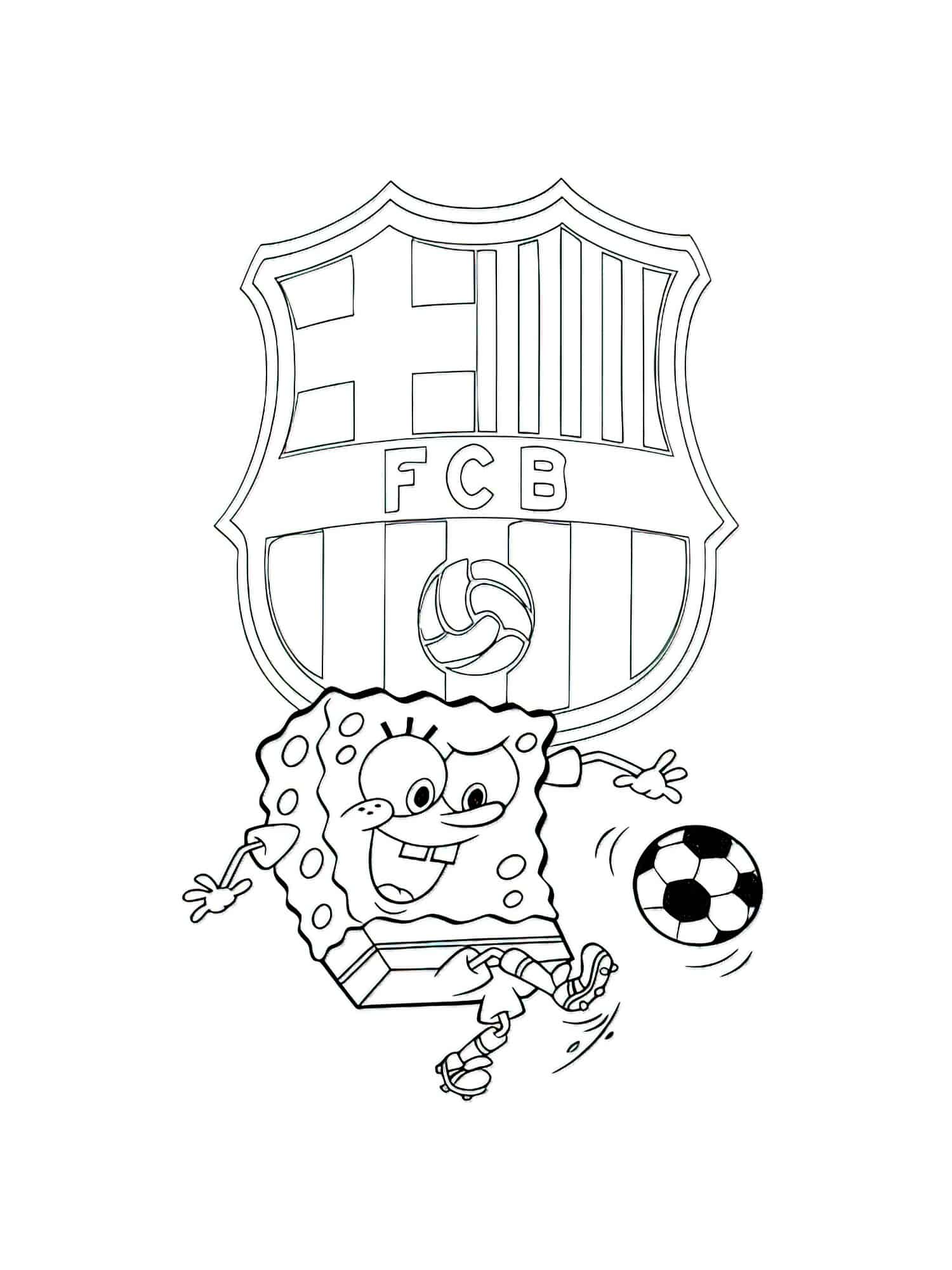 דף צביעה סמל של FC ברצלונה וספוג בוב