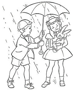 ילד מחזיק מטריה