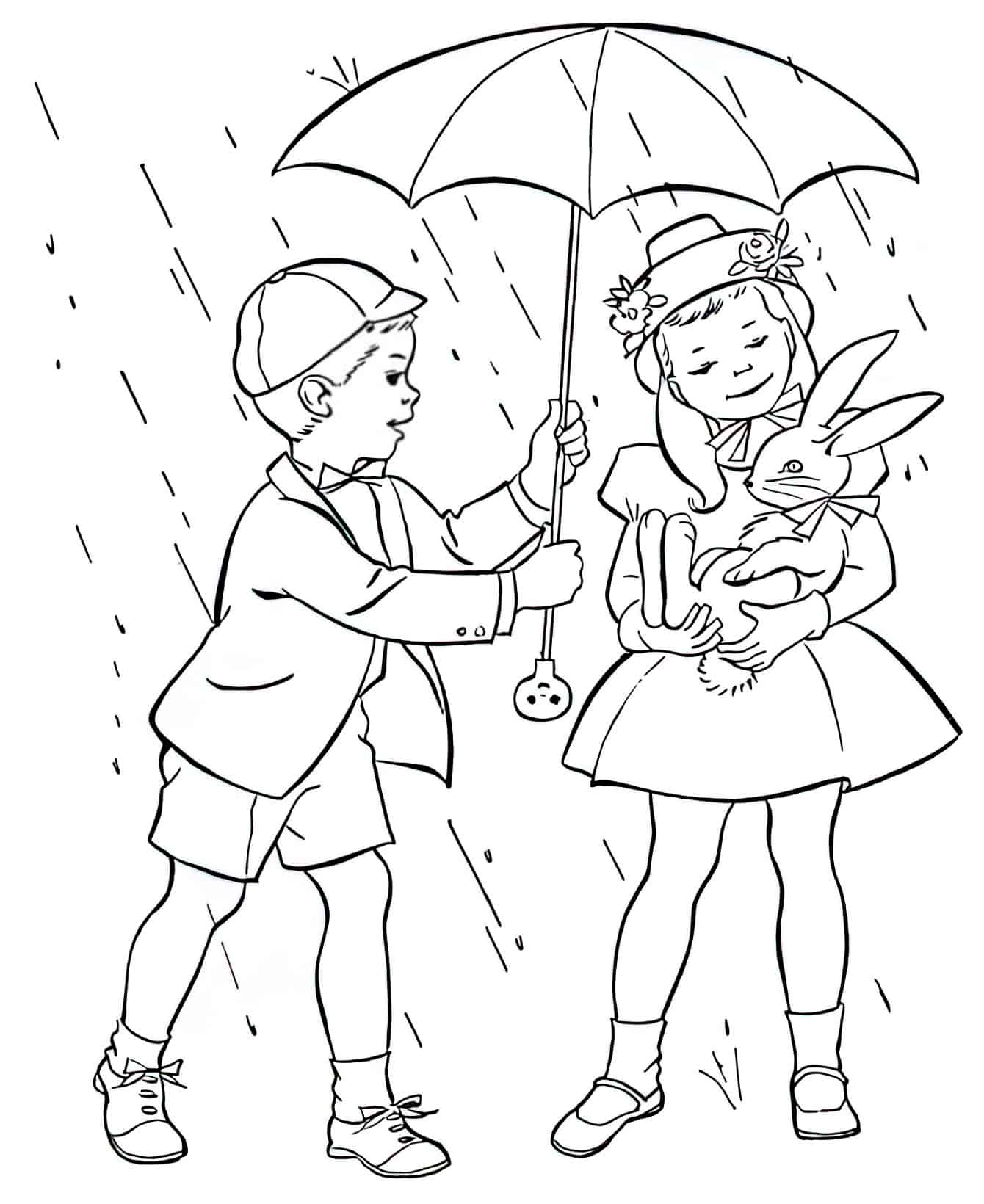 ילד מחזיק מטריה
