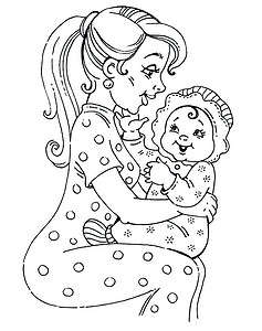 דף צביעה אמא מחזיקה את התינוק