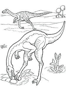 דף צביעה דינוזאורים אוספים ביצים