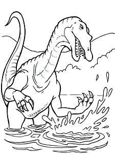 דף צביעה דינוזאור מתיז מים