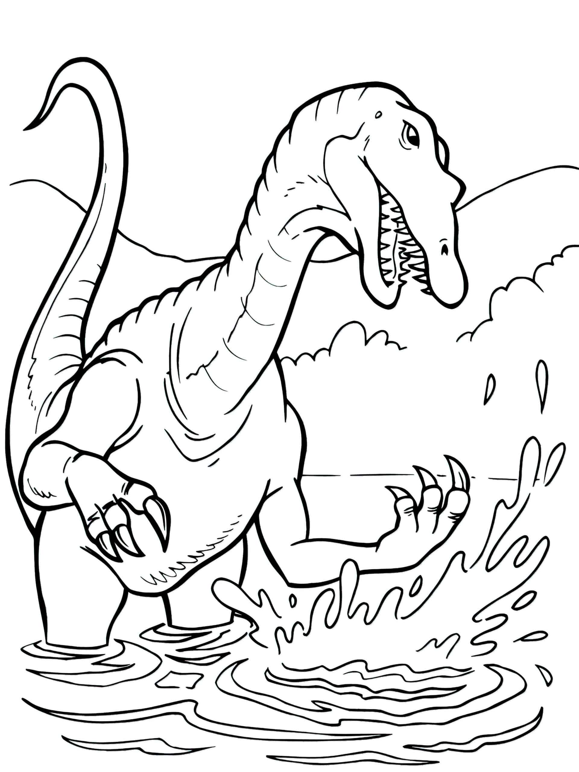 דף צביעה דינוזאור מתיז מים
