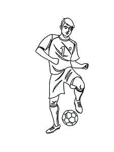 דף צביעה שחקן הכדורגל לוקח את הכדור