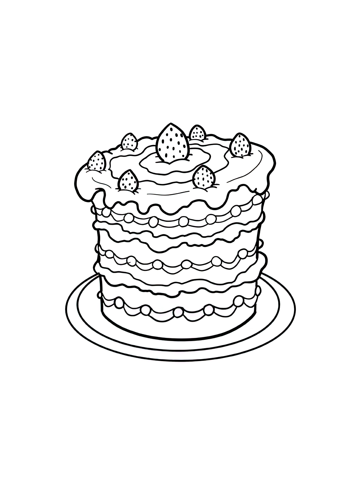 דף צביעה עוגה עם פירות יער