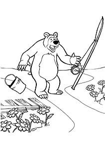 דף צביעה הדוב הולך לדוג