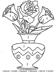 דף צביעה אגרטל עם פרחים