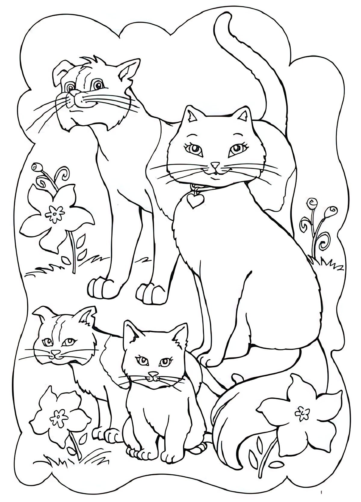 דף צביעה משפחת החתולים